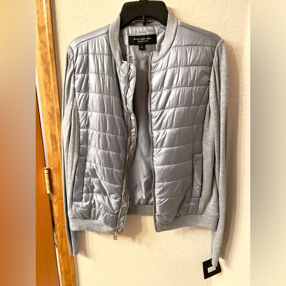 NWT- silver  jacket- L